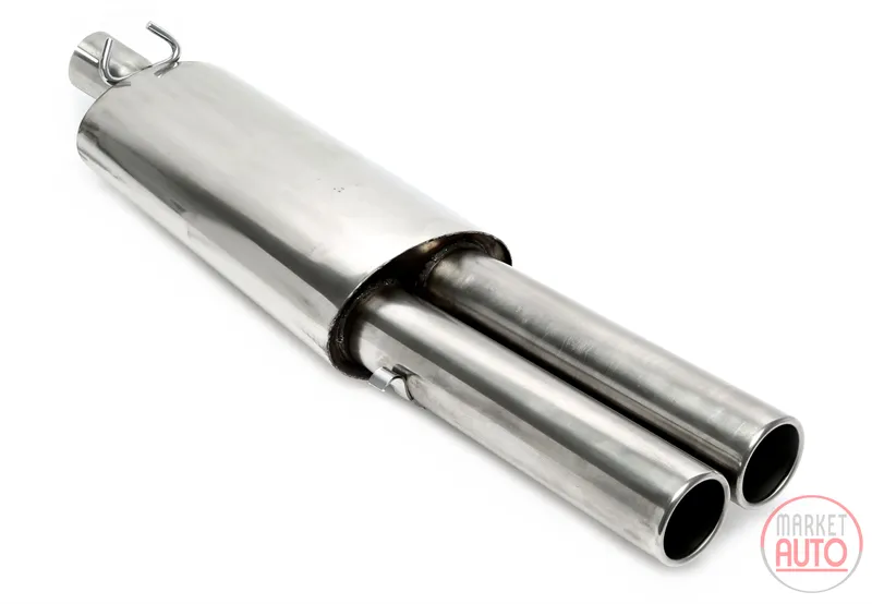 Silencioso trasero 2x76mm redondo/de acero inoxidable enlagado VW