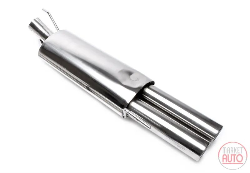 Silencioso trasero 2x76mm redondo/de acero inoxidable enlagado VW