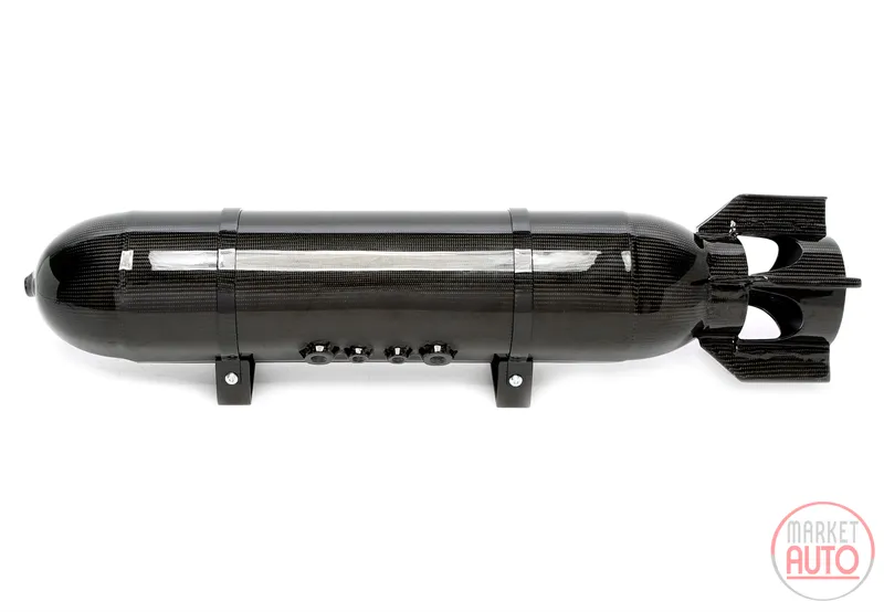 Tanque de aire "Military Look" 19 litros negro con chapa de carbono real