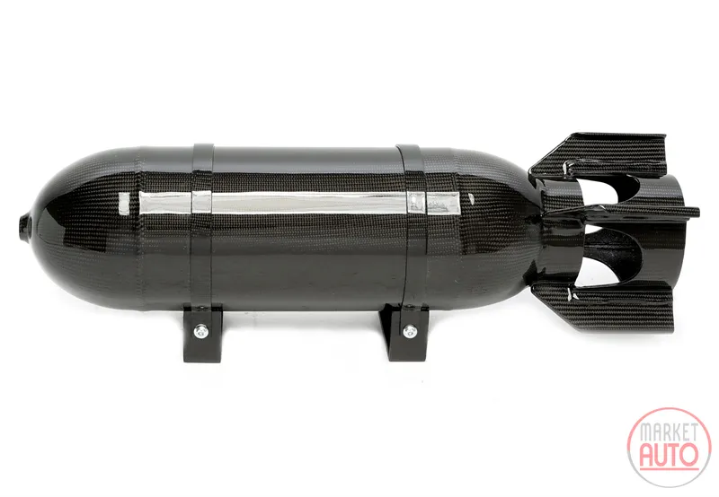 Tanque de aire "Military Look" 11,5 litros negro con chapa de carbono real